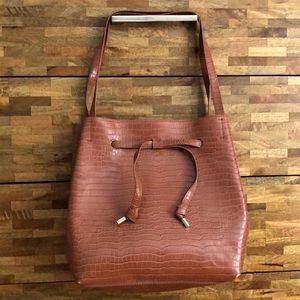 H&M bucket style drawstring brown croc bag
